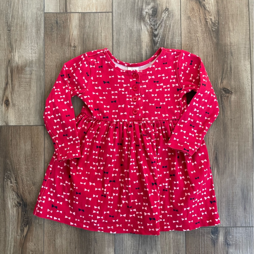 Hanna Andersson red bow tie Long Sleeve Dress size 3T